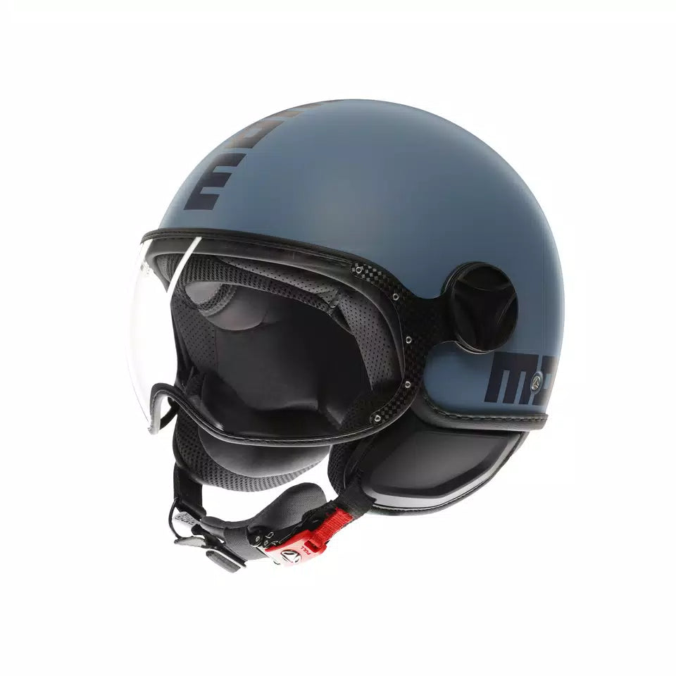 MOMODESIGN FGTR CLASSIC MATT DUSTY BLUE / BLUE - JET HELMET WITH VISOR E2206