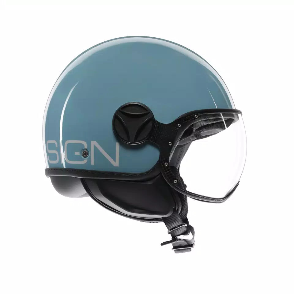 MOMODESIGN FGTR CLASSIC SKY BLUE / WHITE - JET HELMET WITH VISOR E2206