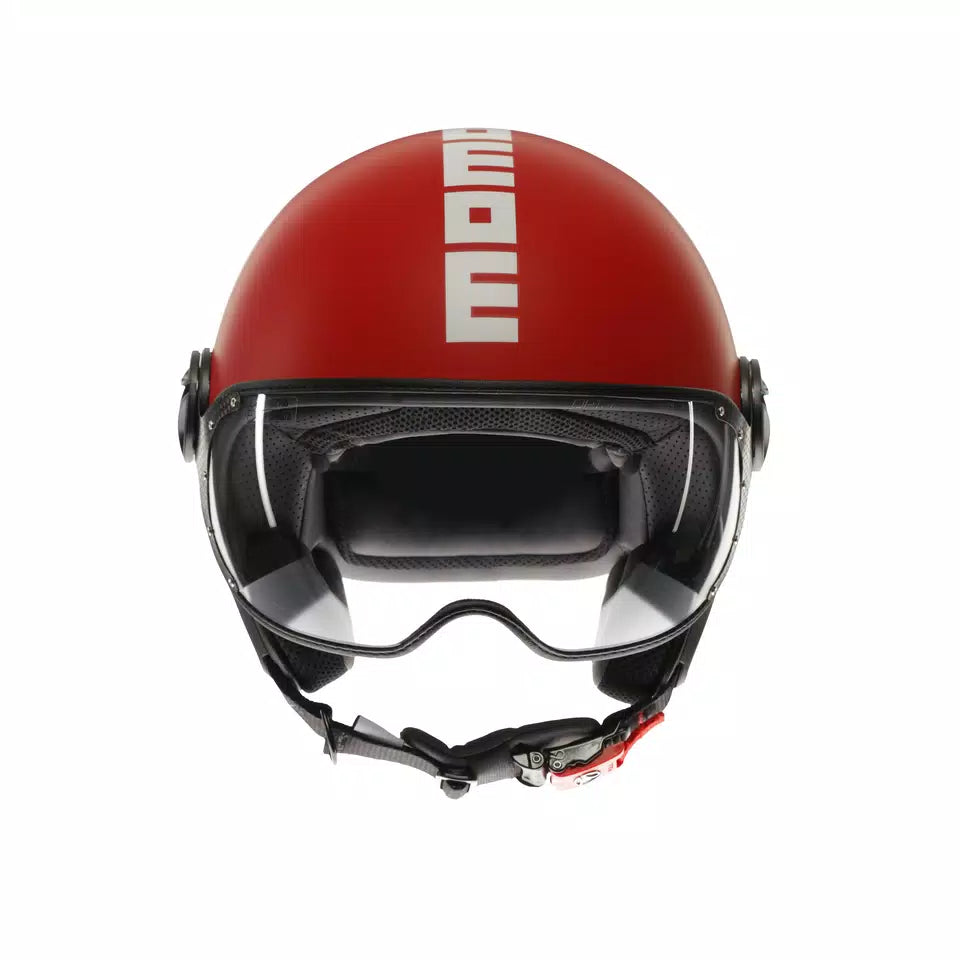 MOMODESIGN FGTR CLASSIC CANDY MATT RED / WHITE - JET HELMET WITH VISOR E2206