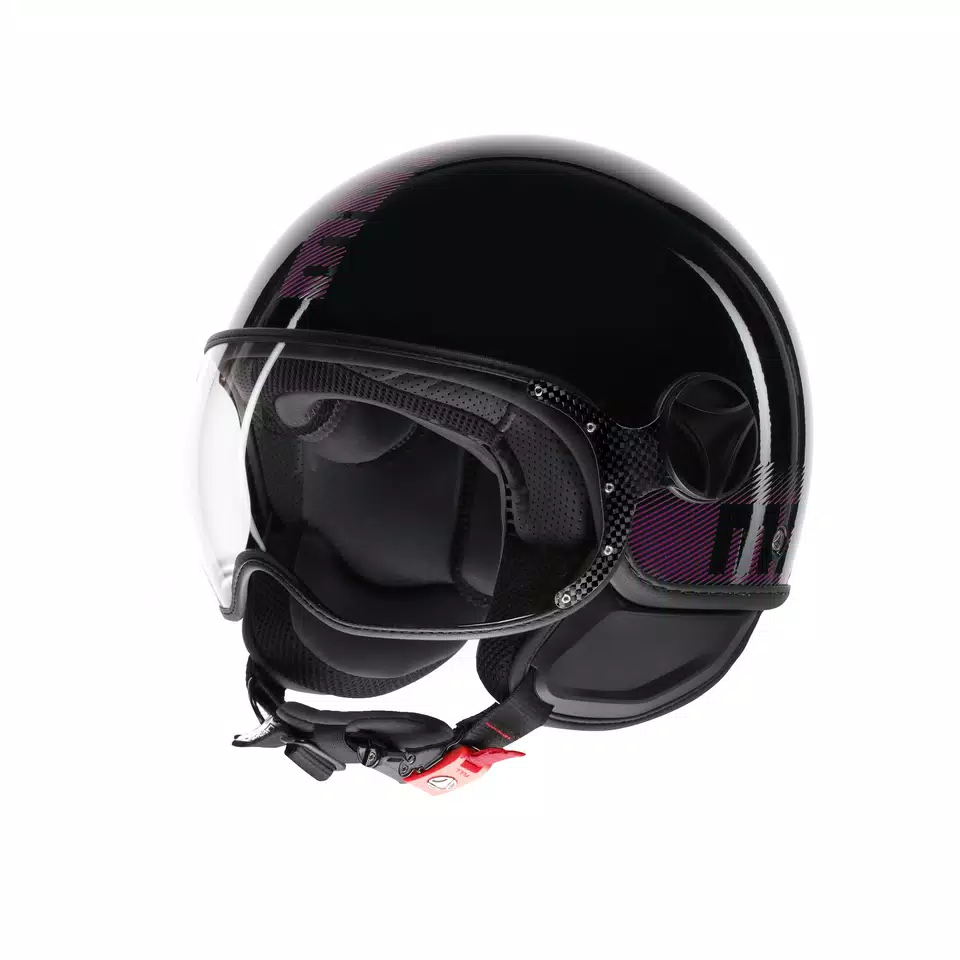 MOMODESIGN FGTR CLASSIC STRIPES BLACK / FUCSIA - JET HELMET WITH VISOR E2206