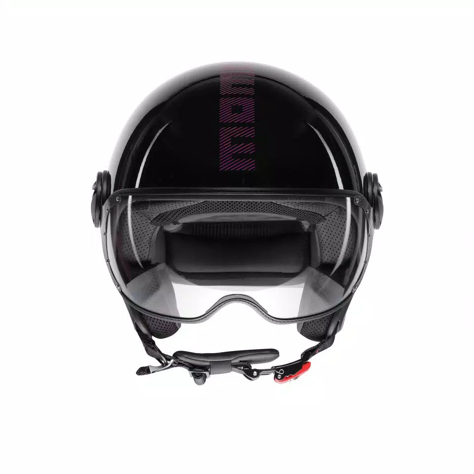 MOMODESIGN FGTR CLASSIC STRIPES BLACK / FUCSIA - JET HELMET WITH VISOR E2206