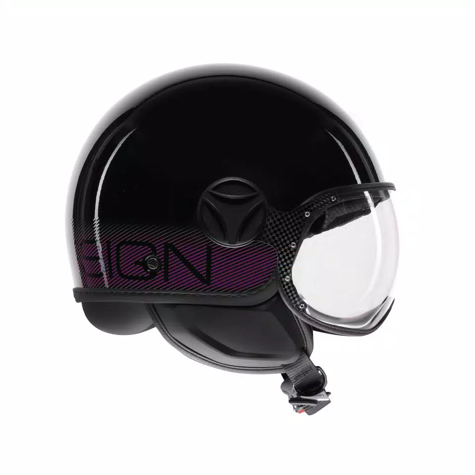MOMODESIGN FGTR CLASSIC STRIPES BLACK / FUCSIA - JET HELMET WITH VISOR E2206