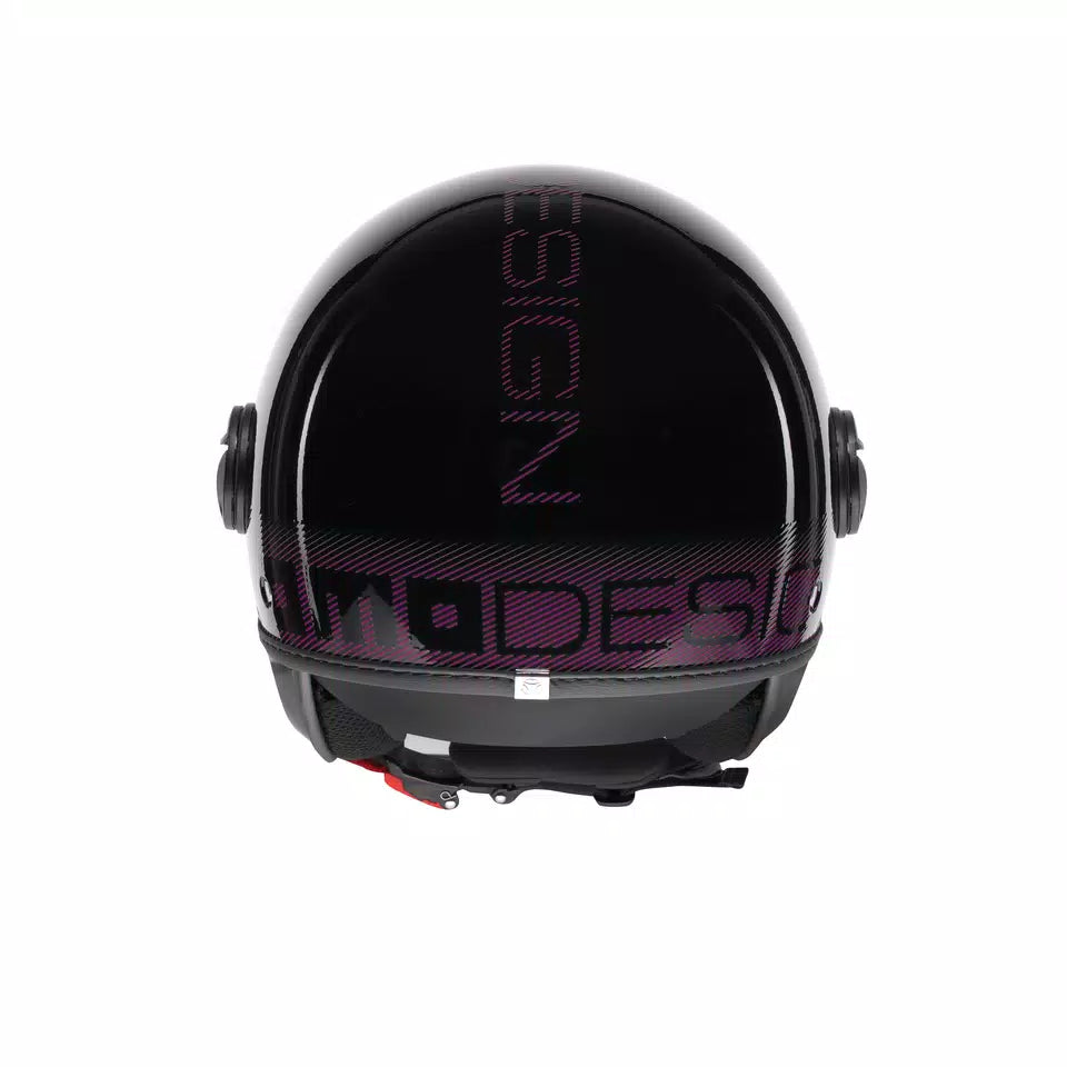 MOMODESIGN FGTR CLASSIC STRIPES BLACK / FUCSIA - JET HELMET WITH VISOR E2206