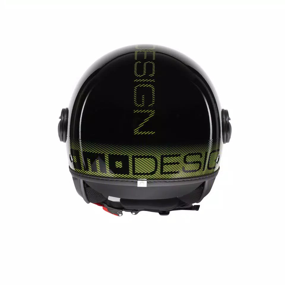 MOMODESIGN FGTR CLASSIC STRIPES BLACK / YELLOW FLUO - JET HELMET WITH VISOR E2206