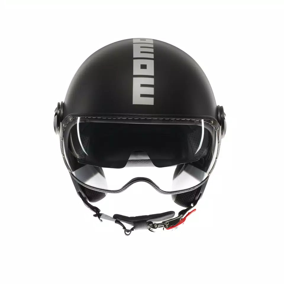 MOMODESIGN FGTR EVO MATT BLACK / SILVER - JET HELMET WITH DUAL VISOR E2206