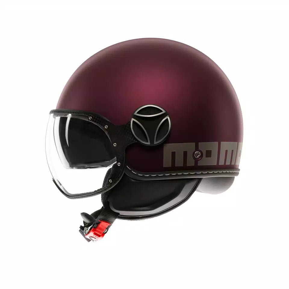 MOMODESIGN FGTR EVO MATT AMARENA / SILVER - JET HELMET WITH DUAL VISOR E2206