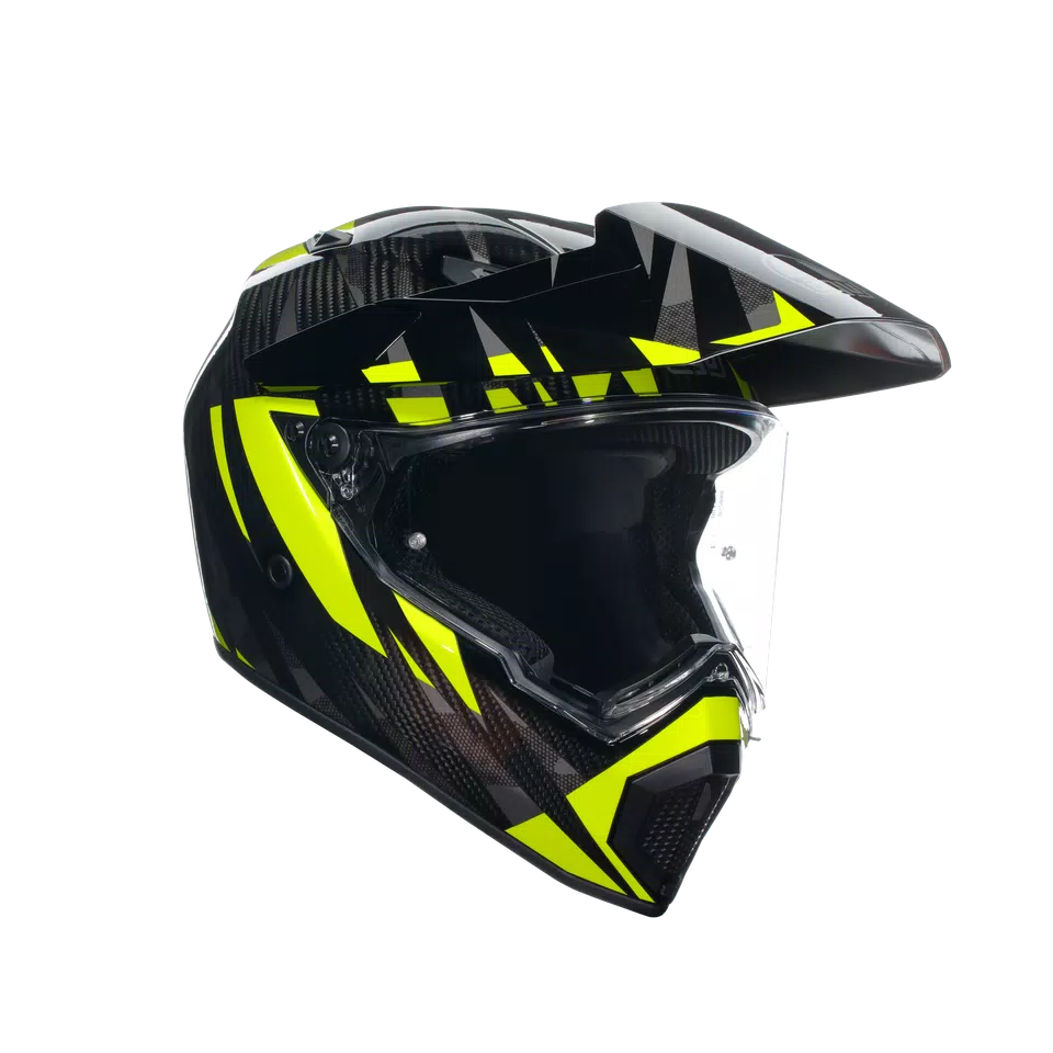 AX9 STEPPA CARBON/GREY/YELLOW FLUO - MOTORBIKE FULL FACE HELMET E2205