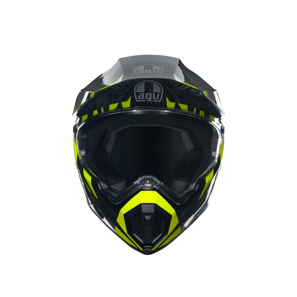 AX9 STEPPA CARBON/GREY/YELLOW FLUO - MOTORBIKE FULL FACE HELMET E2205