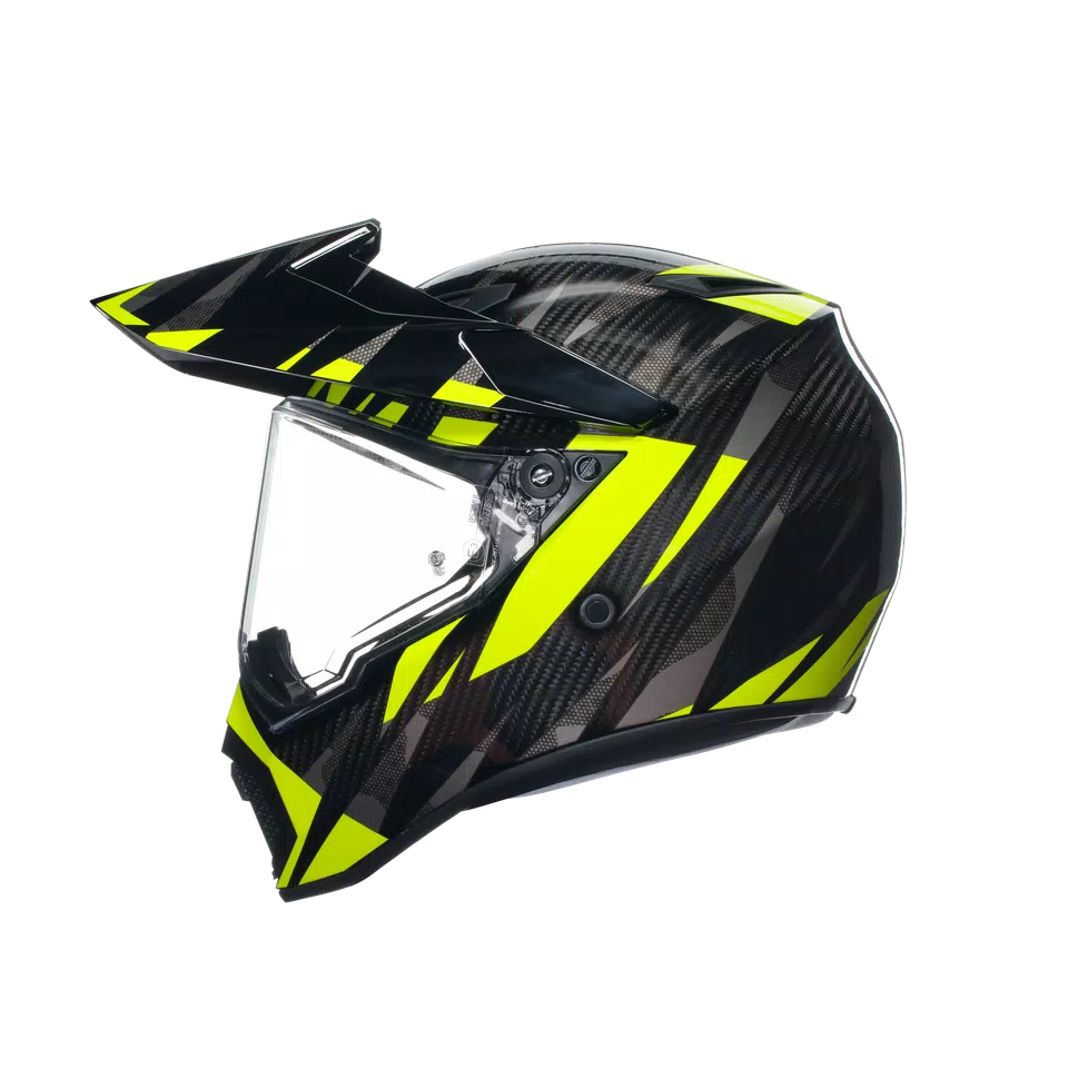 AX9 STEPPA CARBON/GREY/YELLOW FLUO - MOTORBIKE FULL FACE HELMET E2205