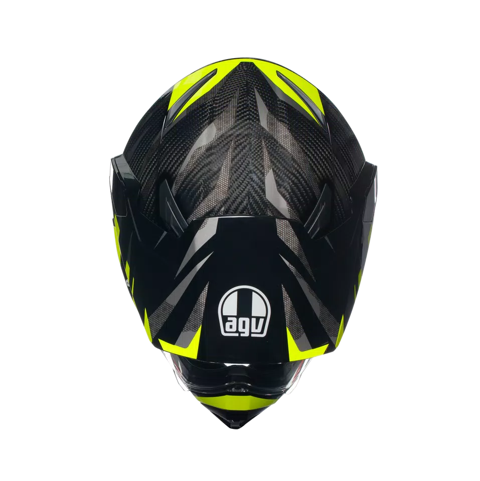 AX9 STEPPA CARBON/GREY/YELLOW FLUO - MOTORBIKE FULL FACE HELMET E2205