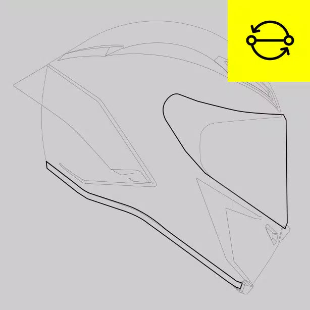 Replacement of the visor trim or base trim Racing helmets
